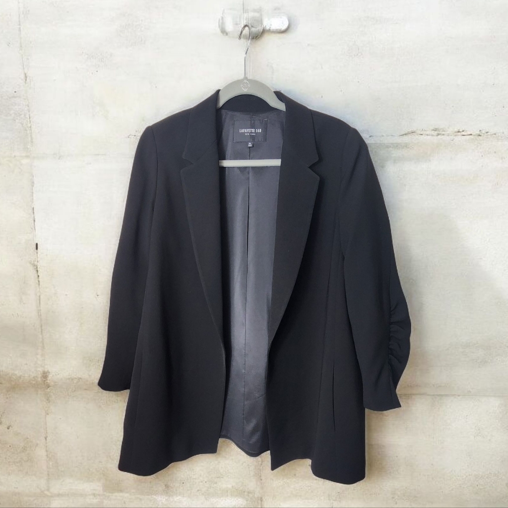 Lafayette 148 New York Women's Black Blazer Jacket Open Front